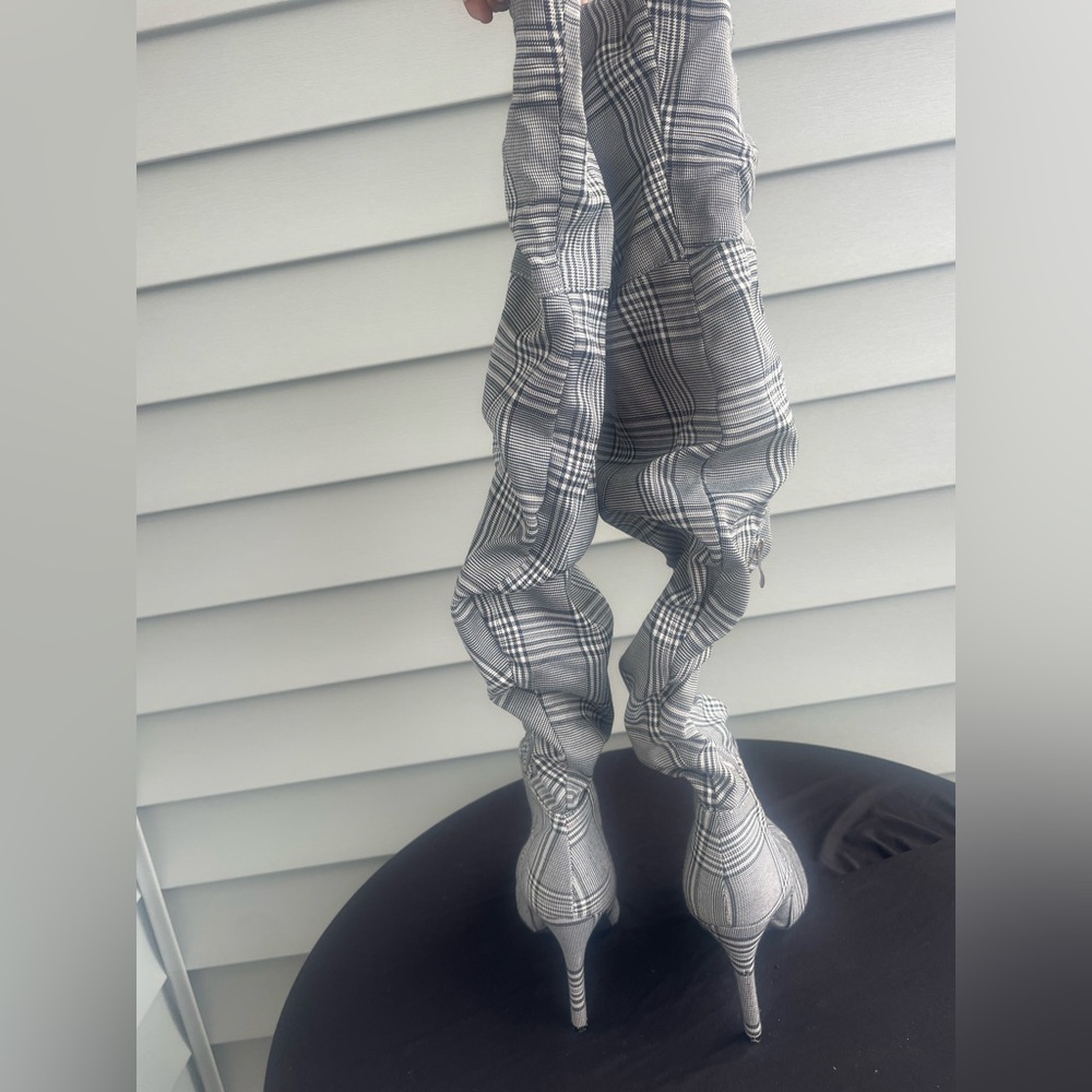 Black and white boots